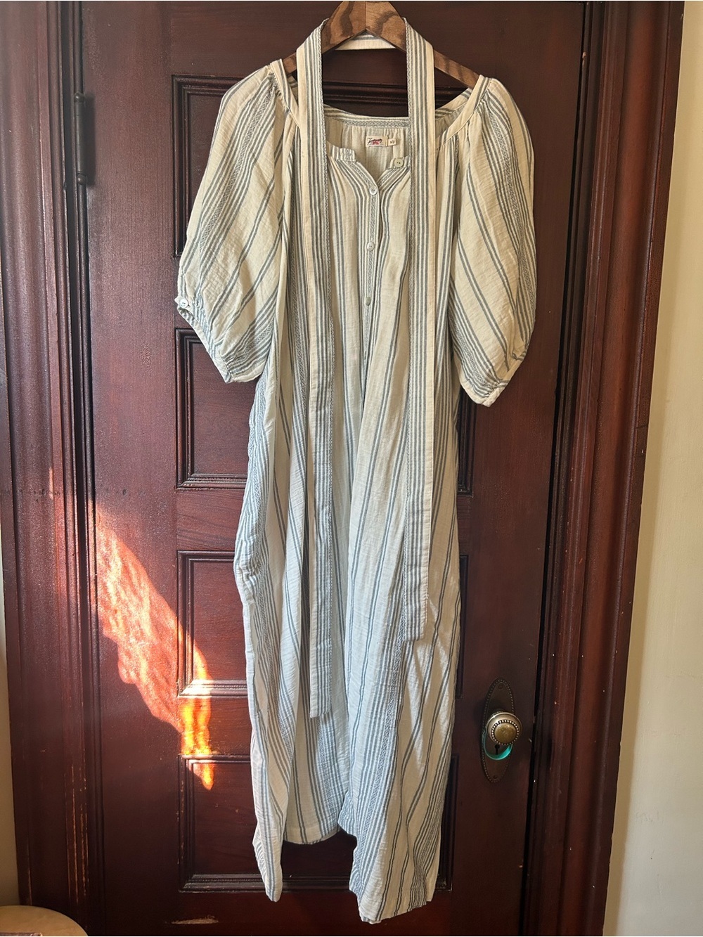 Faherty Dream Carmel Dream Cotton Gauze Striped Midi Dress Boho - Picture 5 of 11